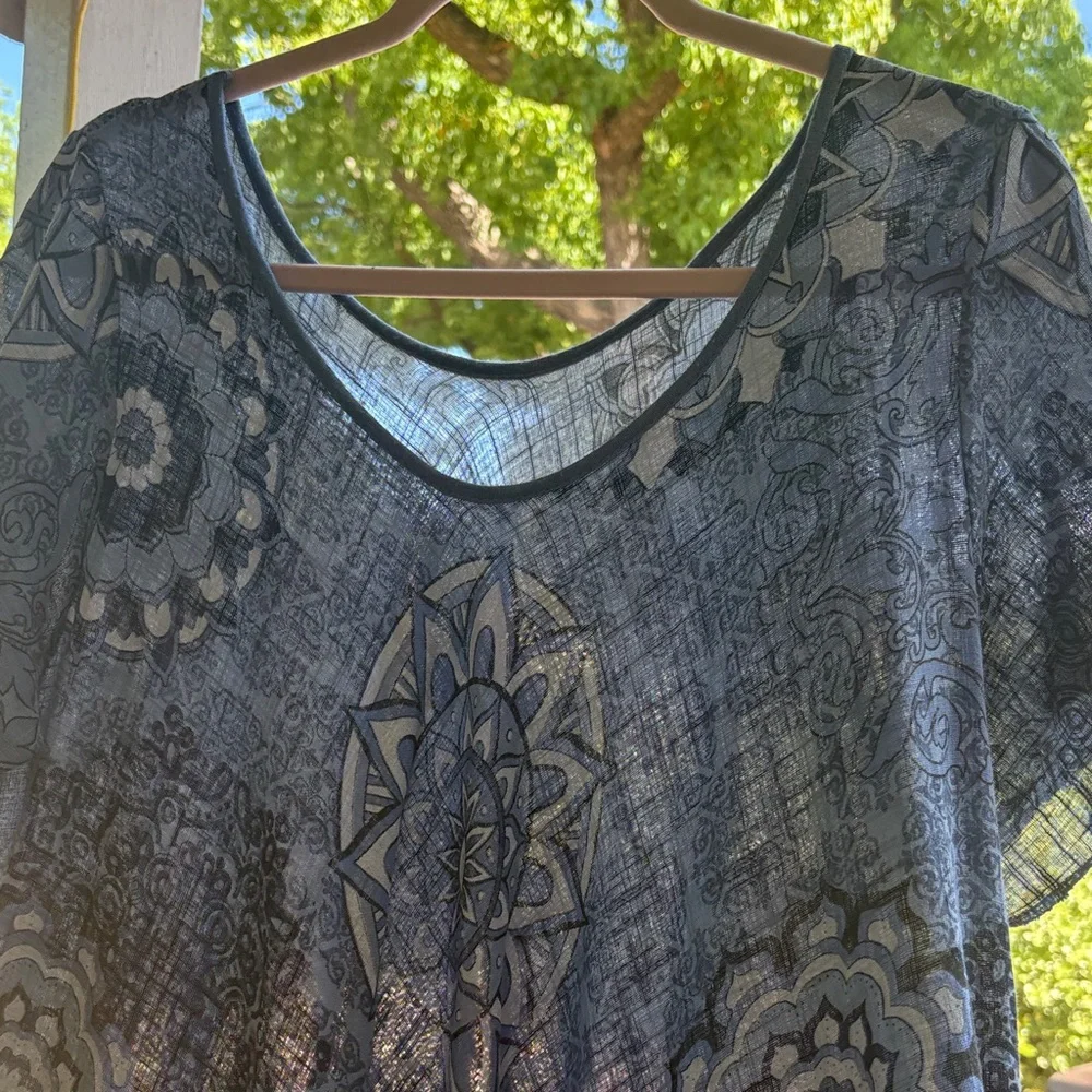 100% Cotton Loose Weave Midi Shift in Blue Mandala Design - XL - Picture 6 of 7